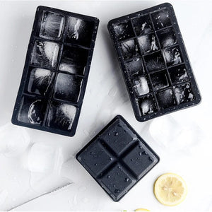 Planet Gates 4 grid- Black-Cover / 1PC 160 Grid Big Ice Tray Mold Giant Jumbo Large Food Grade Silicone Ice Cube Square Tray Mold DIY Ice Maker Ice Cube Tray