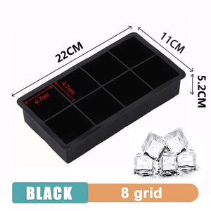 Planet Gates 4 grid- Black-Cover / 1PC 160 Grid Big Ice Tray Mold Giant Jumbo Large Food Grade Silicone Ice Cube Square Tray Mold DIY Ice Maker Ice Cube Tray