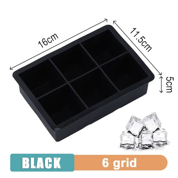 Planet Gates 4 grid- Black-Cover / 1PC 160 Grid Big Ice Tray Mold Giant Jumbo Large Food Grade Silicone Ice Cube Square Tray Mold DIY Ice Maker Ice Cube Tray