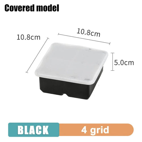 Planet Gates 4 grid- Black-Cover / 1PC 160 Grid Big Ice Tray Mold Giant Jumbo Large Food Grade Silicone Ice Cube Square Tray Mold DIY Ice Maker Ice Cube Tray
