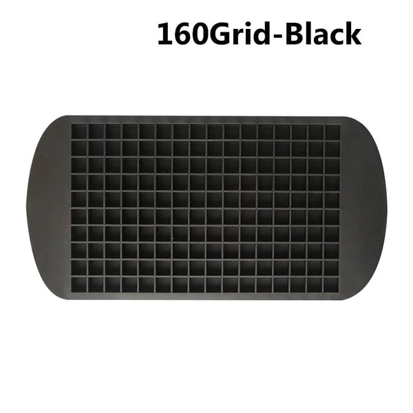 Planet Gates 4 grid- Black-Cover / 1PC 160 Grid Big Ice Tray Mold Giant Jumbo Large Food Grade Silicone Ice Cube Square Tray Mold DIY Ice Maker Ice Cube Tray
