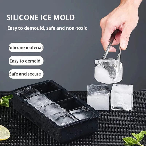 Planet Gates 4 grid- Black-Cover / 1PC 160 Grid Big Ice Tray Mold Giant Jumbo Large Food Grade Silicone Ice Cube Square Tray Mold DIY Ice Maker Ice Cube Tray