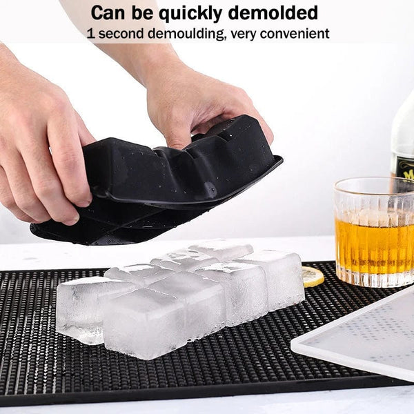 Planet Gates 4 grid- Black-Cover / 1PC 160 Grid Big Ice Tray Mold Giant Jumbo Large Food Grade Silicone Ice Cube Square Tray Mold DIY Ice Maker Ice Cube Tray