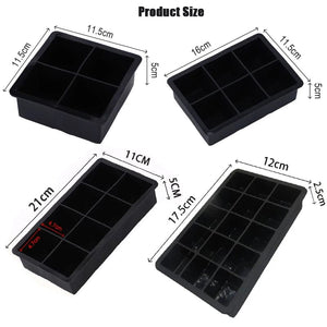 Planet Gates 4 grid- Black-Cover / 1PC 160 Grid Big Ice Tray Mold Giant Jumbo Large Food Grade Silicone Ice Cube Square Tray Mold DIY Ice Maker Ice Cube Tray