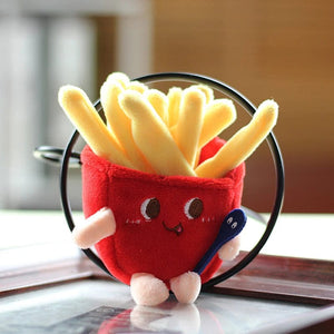 Planet Gates 4 Hamburg Hot Dog Fries Bread Drumsticks Plush Pendant Keychain Creative Cartoon Bag Decoration Car Key Accessories For Girl Gift