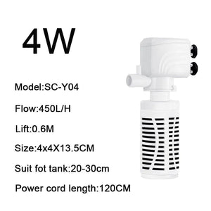 Planet Gates 4 in 1 Aquarium Filter Pump Silent Fish Tank Submersible Air Oxygen Aerator Aquarium Air Pump Water Changer Pump Wave Maker 220v