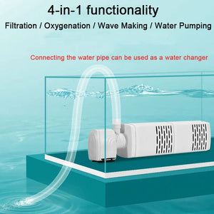 Planet Gates 4 in 1 Aquarium Filter Pump Silent Fish Tank Submersible Air Oxygen Aerator Aquarium Air Pump Water Changer Pump Wave Maker 220v