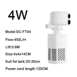 Planet Gates 4 in 1 Aquarium Filter Pump Silent Fish Tank Submersible Air Oxygen Aerator Aquarium Air Pump Water Changer Pump Wave Maker 220v