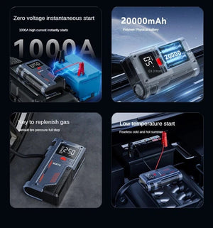 Planet Gates 4 In 1 Car Jump Starter With 150PSI Air Compressor 20000mAh Portable Booster Charger 1000A Powerful Car Battery Starting Device