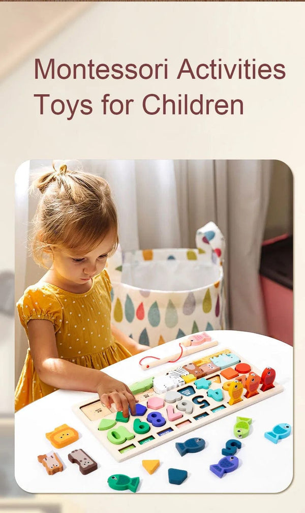 Planet Gates 4-in-1 Toddler Montessori Toys Shape & Number Matching,Fishing Game,Animal PuzzleTo Exercise Fine Motor Skills For Boys and Girlsl