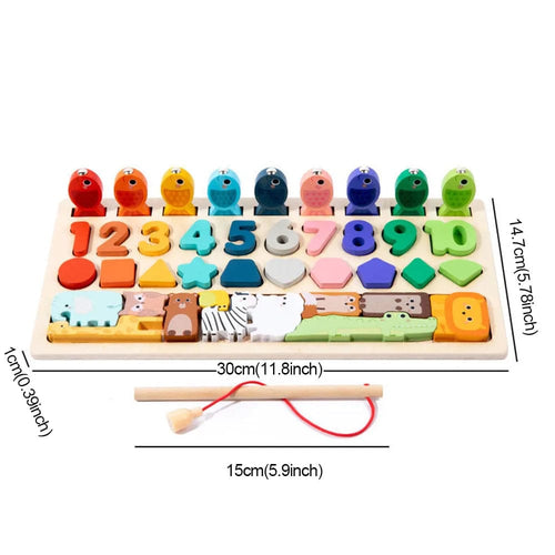 Planet Gates 4-in-1 Toddler Montessori Toys Shape & Number Matching,Fishing Game,Animal PuzzleTo Exercise Fine Motor Skills For Boys and Girlsl