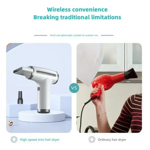 Planet Gates 4 in 1 Wireless Hair Dryer Multifunctional Electric Air Duster Blower Travel Portable USB Rechargeable Negative Ions Blow Dryer