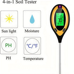 Planet Gates 4 In 1 / Yellow 1pc 4-in-1 Soil Detector Light Temperature Soil Moisture Meter PH Value Soil Tester, Plant & Soil Monitoring