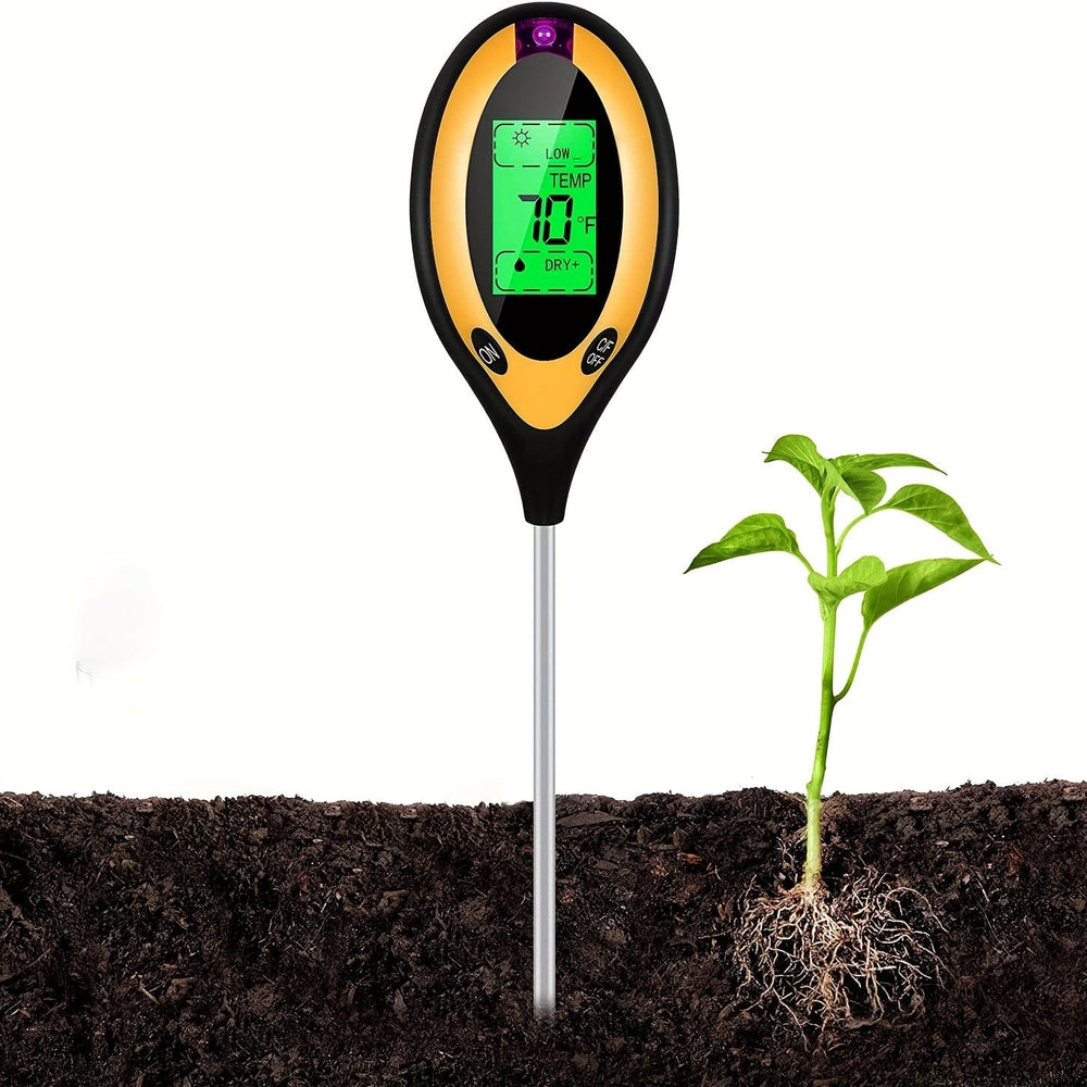 Planet Gates 4 In 1 / Yellow 1pc 4-in-1 Soil Detector Light Temperature Soil Moisture Meter PH Value Soil Tester, Plant & Soil Monitoring