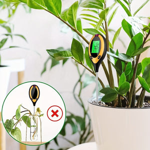 Planet Gates 4 In 1 / Yellow 1pc 4-in-1 Soil Detector Light Temperature Soil Moisture Meter PH Value Soil Tester, Plant & Soil Monitoring