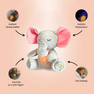 Planet Gates 4 Modes Baby Breathing Soothing Elephant Plush Doll Toy Sleeping Companion Music and Light Doll Sensory Stuffed Toy Kids Gift