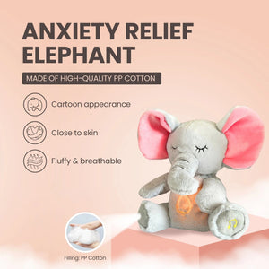 Planet Gates 4 Modes Baby Breathing Soothing Elephant Plush Doll Toy Sleeping Companion Music and Light Doll Sensory Stuffed Toy Kids Gift