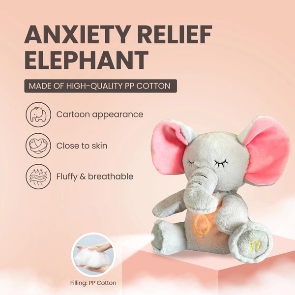 Planet Gates 4 Modes Baby Breathing Soothing Elephant Plush Doll Toy Sleeping Companion Music and Light Doll Sensory Stuffed Toy Kids Gift