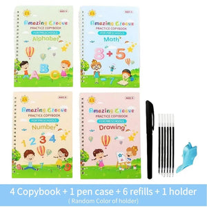 Planet Gates 4 pac English pack / CHINA Copy Book Magic Practice Children's Book Reusable Free Wipe Children's Toys Writing Stickers English Copy Book Practice Parent