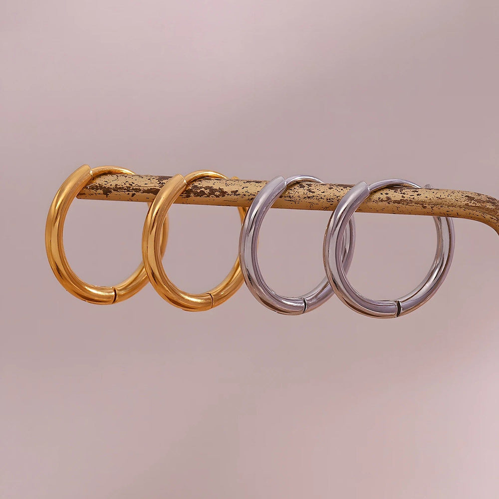 Planet Gates 4 pair 8/10/12/14mm Stainless Steel Round Circle Hoop Earrings for Women Tiny Hoops Ear Piercing Loop Ring