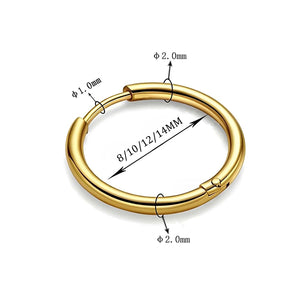 Planet Gates 4 pair 8/10/12/14mm Stainless Steel Round Circle Hoop Earrings for Women Tiny Hoops Ear Piercing Loop Ring