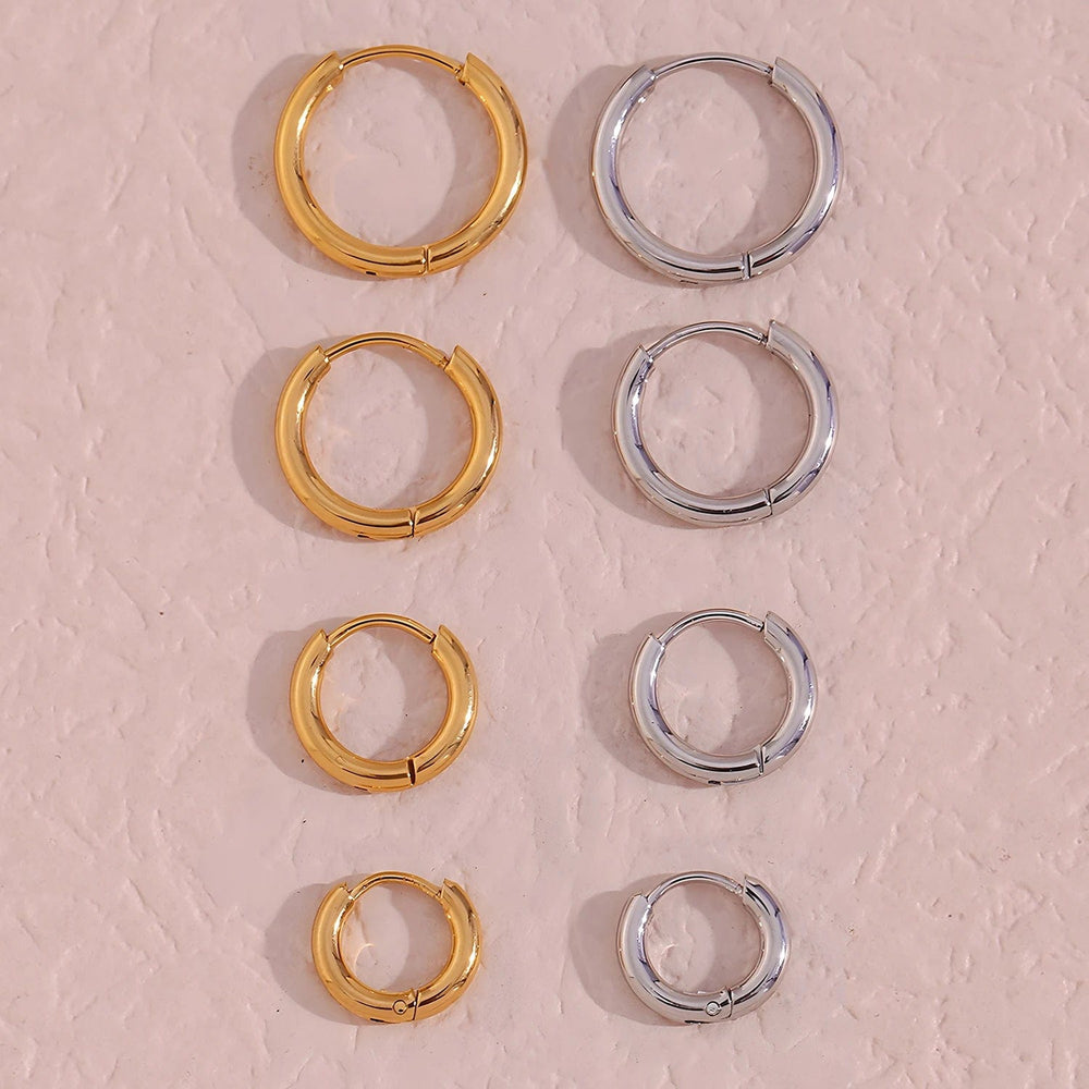 Planet Gates 4 pair 8/10/12/14mm Stainless Steel Round Circle Hoop Earrings for Women Tiny Hoops Ear Piercing Loop Ring