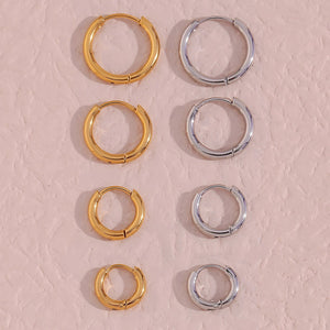 Planet Gates 4 pair 8/10/12/14mm Stainless Steel Round Circle Hoop Earrings for Women Tiny Hoops Ear Piercing Loop Ring