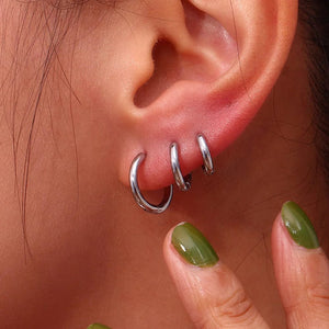 Planet Gates 4 pair 8/10/12/14mm Stainless Steel Round Circle Hoop Earrings for Women Tiny Hoops Ear Piercing Loop Ring