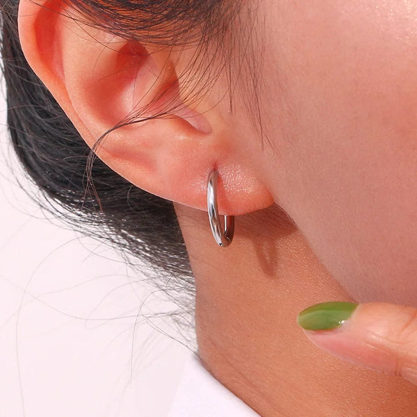 Planet Gates 4 pair 8/10/12/14mm Stainless Steel Round Circle Hoop Earrings for Women Tiny Hoops Ear Piercing Loop Ring