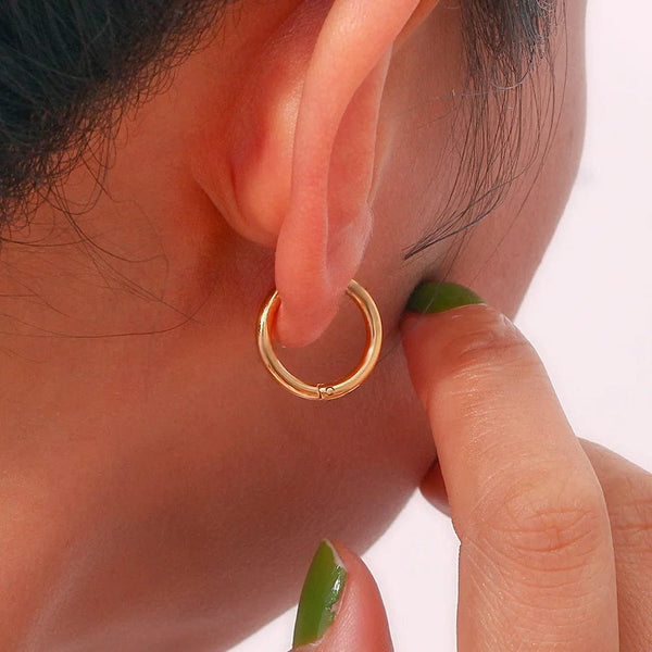 Planet Gates 4 pair 8/10/12/14mm Stainless Steel Round Circle Hoop Earrings for Women Tiny Hoops Ear Piercing Loop Ring