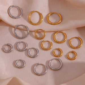 Planet Gates 4 pair 8/10/12/14mm Stainless Steel Round Circle Hoop Earrings for Women Tiny Hoops Ear Piercing Loop Ring