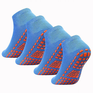 Planet Gates 4 Pairs Blue / M (EU 29-34) 4 Pairs Yoga Pilates Trampoline Women Socks for Adult/Child Silicone Anti-Slip Grip Cotton Socks Floor Foot Massage Ankle Socks