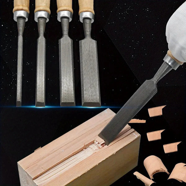 Planet Gates 4 Pcs 4 Pcs 8/12/16/20mm Comfortable Beech Handle Wood Chisel with Wood Handles - Ergonomic Wood Carving Tools DIY Auxiliary Tools