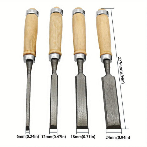 Planet Gates 4 Pcs 4 Pcs 8/12/16/20mm Comfortable Beech Handle Wood Chisel with Wood Handles - Ergonomic Wood Carving Tools DIY Auxiliary Tools