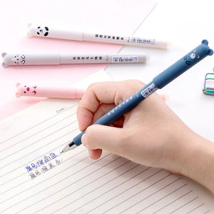 Planet Gates 4 Pcs/Set Kawaii Pig Bear Cat Mouse Erasable Gel Pen School Office Supplies Stationery Gift 0.35mm Blue Black Ink
