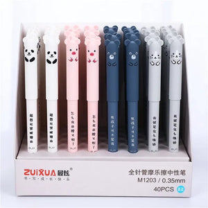 Planet Gates 4 Pcs/Set Kawaii Pig Bear Cat Mouse Erasable Gel Pen School Office Supplies Stationery Gift 0.35mm Blue Black Ink