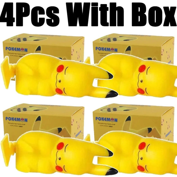 Planet Gates 4 Pcs with box 10 Pcs Hot Pokemon Pikachu Night Light Glowing Anime Figures Toy Pokemon Pikachu Cute Bedside Led Lamp Kawaii Children Gift