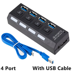 Planet Gates 4 Port USB Cable USB 3.0 Hub USB HUB Splitter Multi USB 3.0 Hub Multiple 4/7 Port Hub Splitter With Power Adapter Computer Accessories Hub For PC