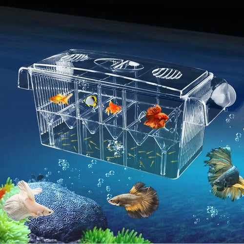 Planet Gates 4 rooms Aquarium Breeding Incubator Isolation Box Double Layer 4 Rooms Transparent Acrylic Self-Floating Fish Hatchery Box Fish Tank