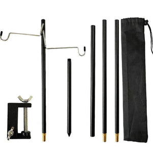 Planet Gates 4-Section Black WESTTUNE 4-Section Camping Lantern Stand Aluminum Alloy Detachable Lamp Pole Portable Outdoor Light Holder Folding Lamp Hanger