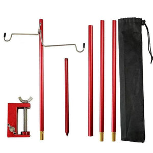 Planet Gates 4-Section Red WESTTUNE 4-Section Camping Lantern Stand Aluminum Alloy Detachable Lamp Pole Portable Outdoor Light Holder Folding Lamp Hanger