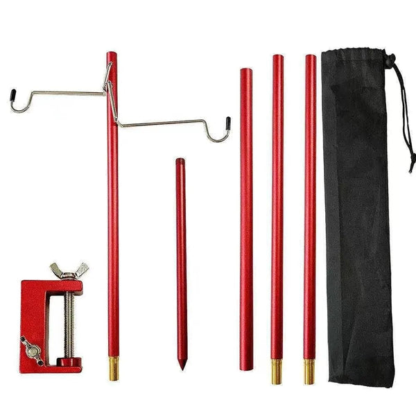 Planet Gates 4-Section Red WESTTUNE 4-Section Camping Lantern Stand Aluminum Alloy Detachable Lamp Pole Portable Outdoor Light Holder Folding Lamp Hanger