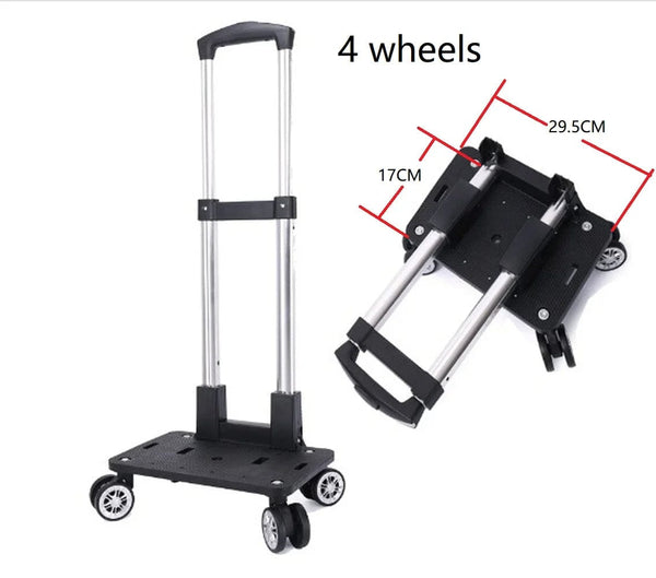 Planet Gates 4 wheels 15kg Portable 4/5 Wheel Trolley Rack Aluminum Alloy Foldable Pullling Rod Carrier for Student Backpack Pet Bag Load Bearing 15kg