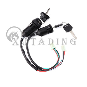 Planet Gates 4 Wires Universal 2 Ignition Keys Start Switch Door Lock Key for ATV Go Kart Quad Dirt Bike Scooter Motorcycle Accessories