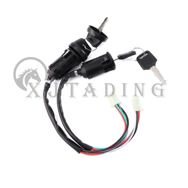 Planet Gates 4 Wires Universal 2 Ignition Keys Start Switch Door Lock Key for ATV Go Kart Quad Dirt Bike Scooter Motorcycle Accessories