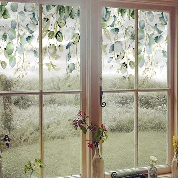 Planet Gates 40*110cm134UV 1pc Leaf Pattern Electrostatic Glass Window Film Privacy Window Sticker For Bathroom Bedroom Office Home Decor