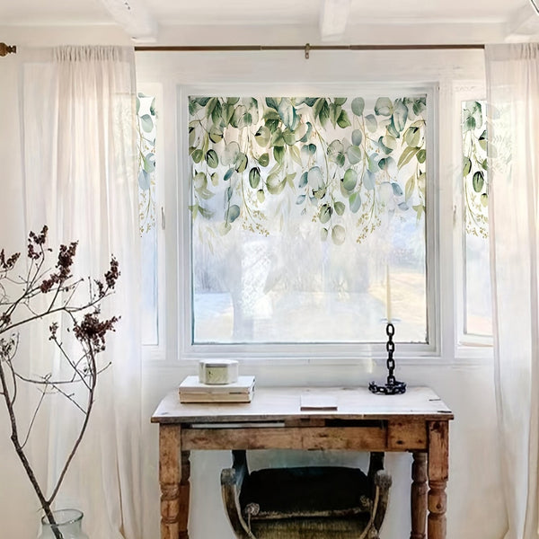 Planet Gates 40*110cm134UV 1pc Leaf Pattern Electrostatic Glass Window Film Privacy Window Sticker For Bathroom Bedroom Office Home Decor