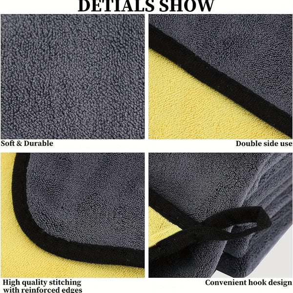 Planet Gates 40*30cm 3 PCS Car Cleaning Cloths 30x40 CM Cars Drying Towel With Hook Strong Water Absorption Polishing Washing Tool For Cars, Boats And Home