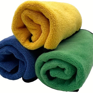 Planet Gates 40*30cm 3 PCS Car Cleaning Cloths 30x40 CM Cars Drying Towel With Hook Strong Water Absorption Polishing Washing Tool For Cars, Boats And Home