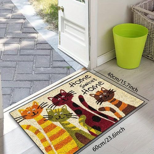 Planet Gates 40*60cm/15.7*23.6in 1pc Cat's Sweet Home Pattern Door Rug, Dirt Resistant Home Shoe Entry Decorative Carpet, Indoor Outdoor Entrance Mat, Absorbent Bath Mat, Suitable For Living Room Bedroom Bathroom Kitchen Balcony Patio Laundry